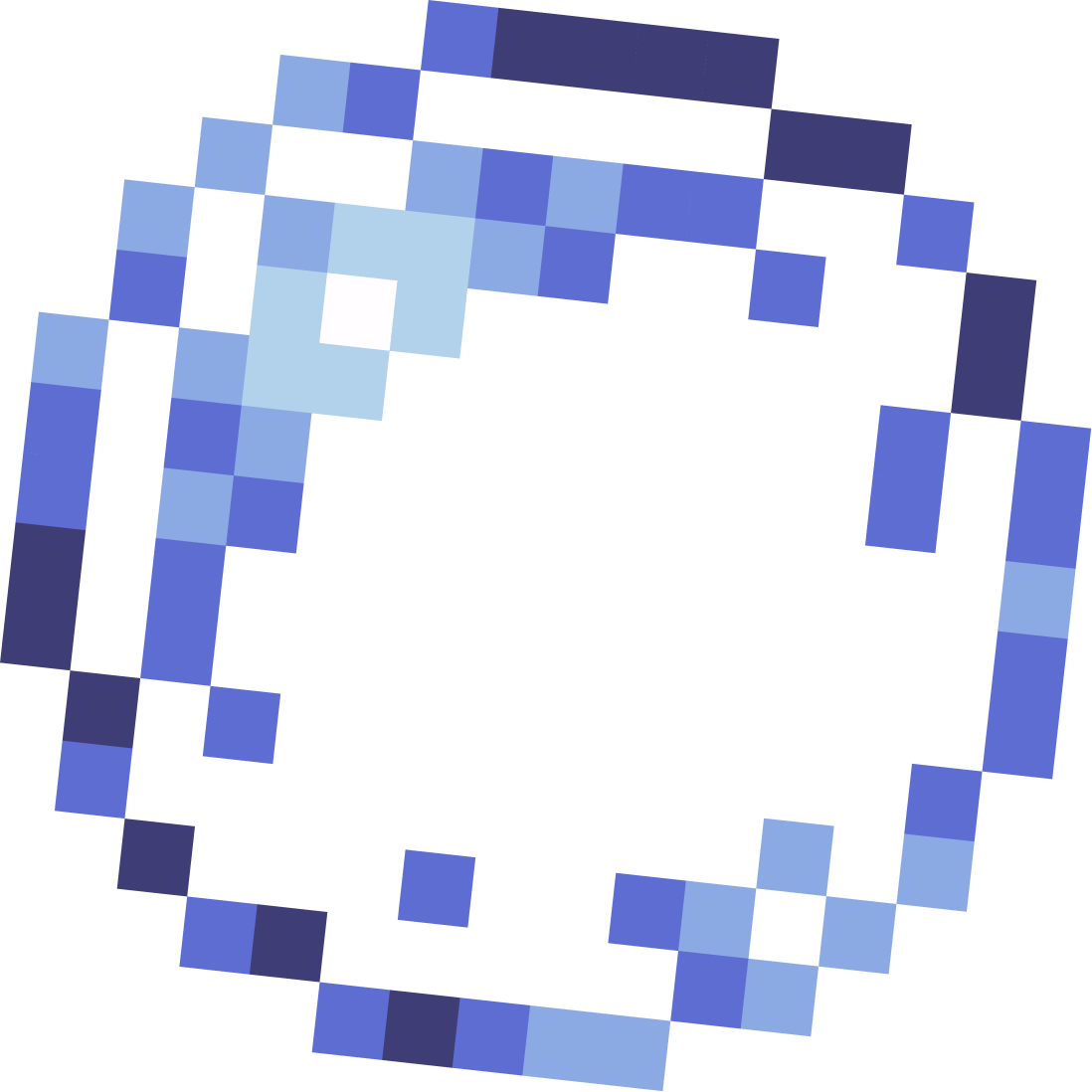 Pixel art blue and white glowing ring or halo, resembling a magical item or bubble.