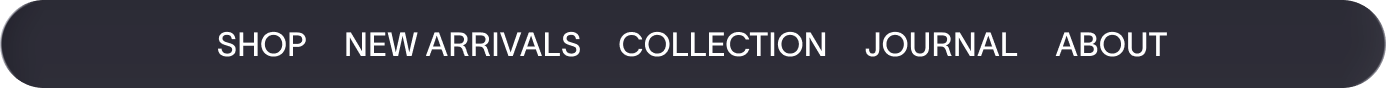 Navigation menu with links: SHOP, NEW ARRIVALS, COLLECTION, JOURNAL, ABOUT.