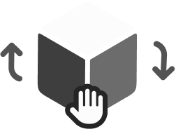 Hand rotating 3D cube.