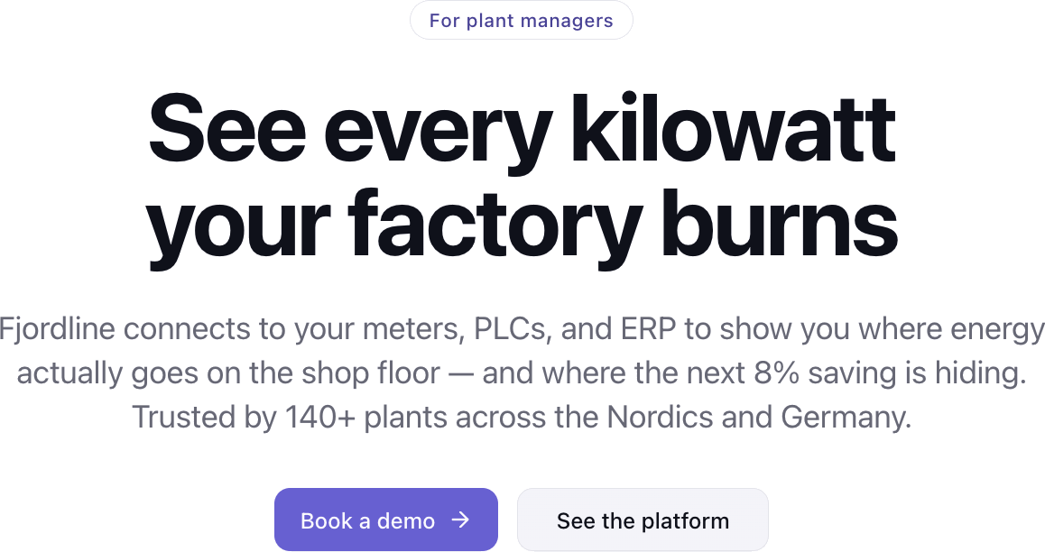 Fjordline connects to meters, PLCs, and ERP to track energy use and find savings in factories.