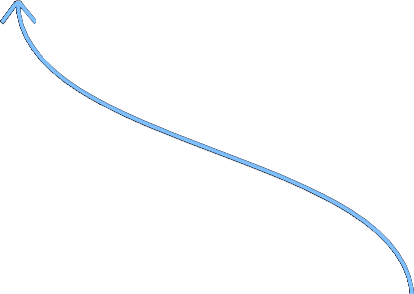 A light blue curved arrow on a dark green background, starting bottom-right and pointing top-left.