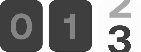 Three panels with numbers: 0, 1, and 2 above 3.