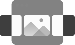 Browser window with an image carousel, showing thumbnails; central image depicts mountains.