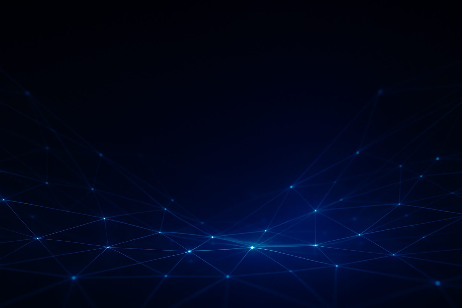 Glowing blue network mesh on a dark background.