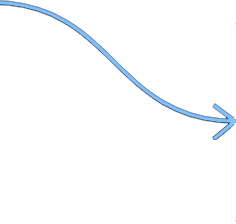 Curved light blue arrow pointing right.