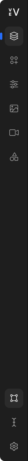 A dark vertical sidebar with various grey UI icons, including layers, settings, and media, with two icons highlighted.
