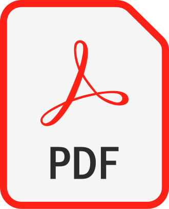 Red and white PDF document icon with Adobe logo and 'PDF' text.