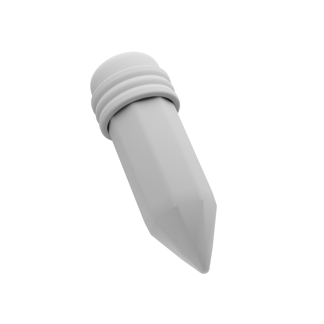 A 3D rendered minimalist white pencil icon with an eraser, isolated on a white background.