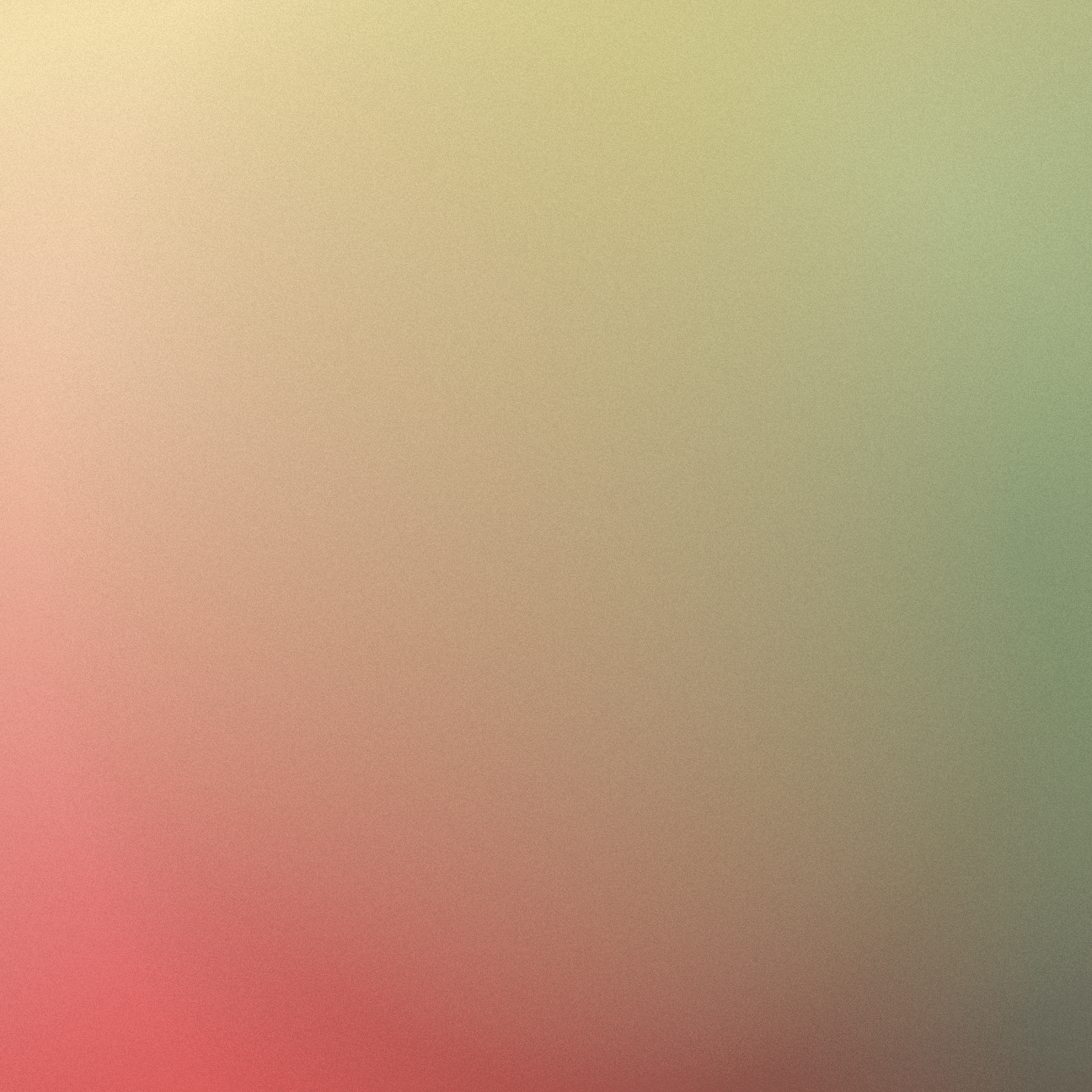 A grainy gradient background transitioning from red in the bottom-left to yellow in the top-left and green in the top-right.