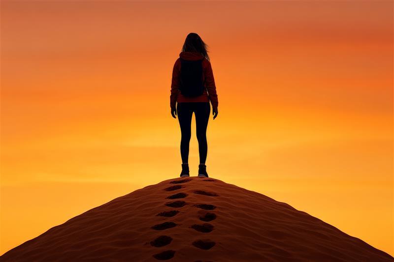 People in nature, Aeolian landform, Orange, Landscape, Desert, Sunset, Sunrise, Dusk, Afterglow, Sunlight