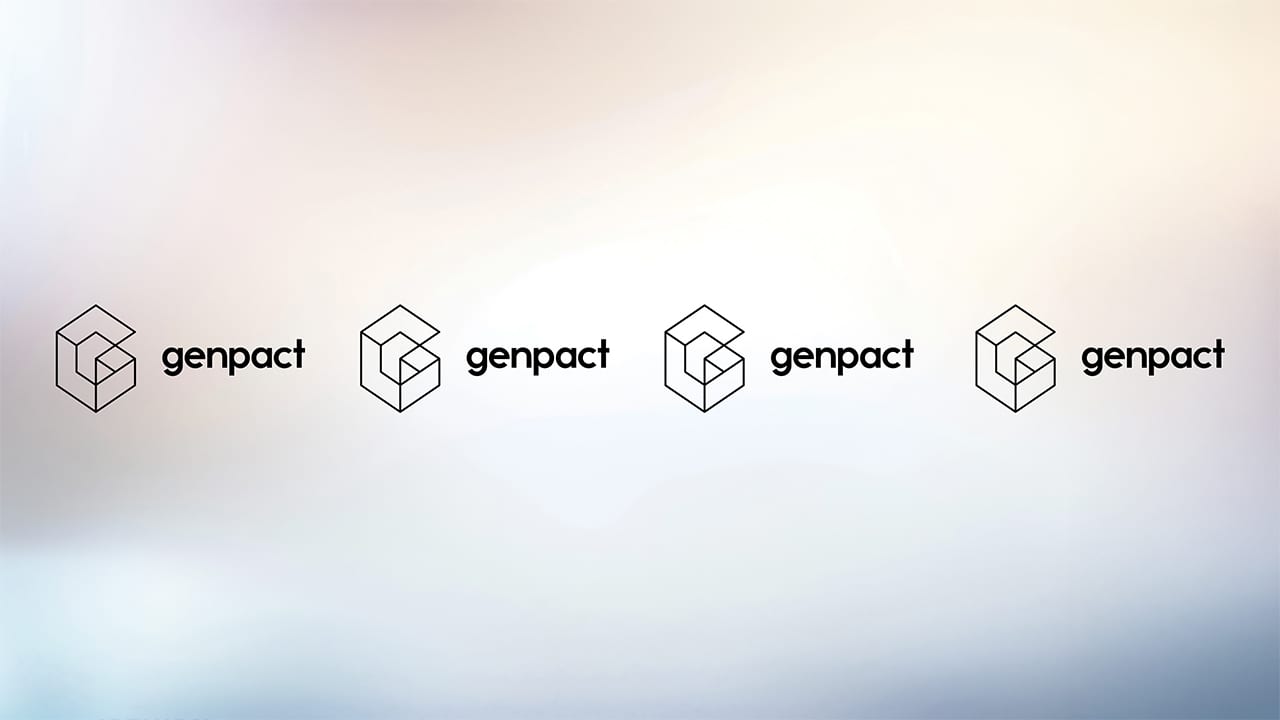 Four Genpact logos, each with a geometric 'G' symbol and "genpact" text.