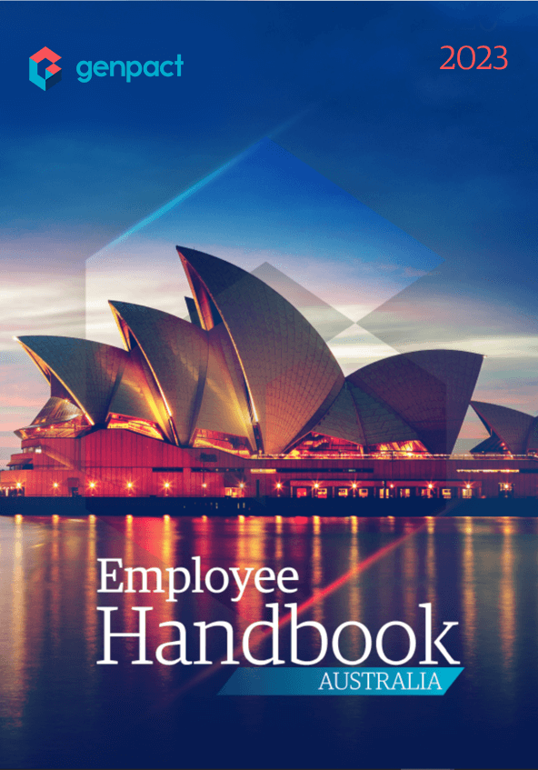 Genpact Employee Handbook 2023 cover, featuring Sydney Opera House.