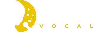 Logo for Carlotta Conti Vocal: white woman silhouette singing into a mic against a yellow circle with notes.