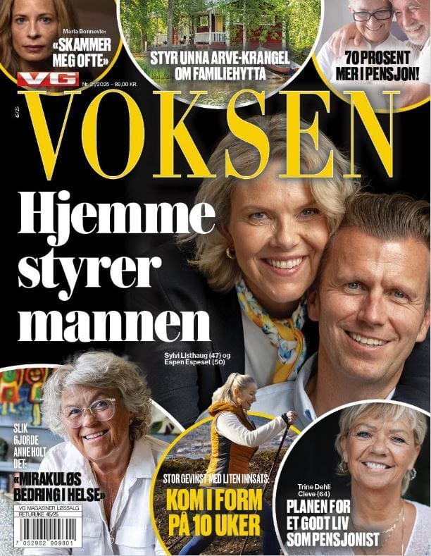 VOKSEN magazine cover with Sylvi Listhaug, Espen Espesel, Maria Bonnevie, and various headlines.