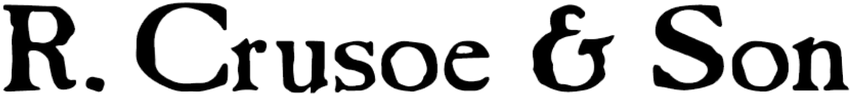 The black text 'R. Crusoe & Son' in a stylized font is displayed against a white background.