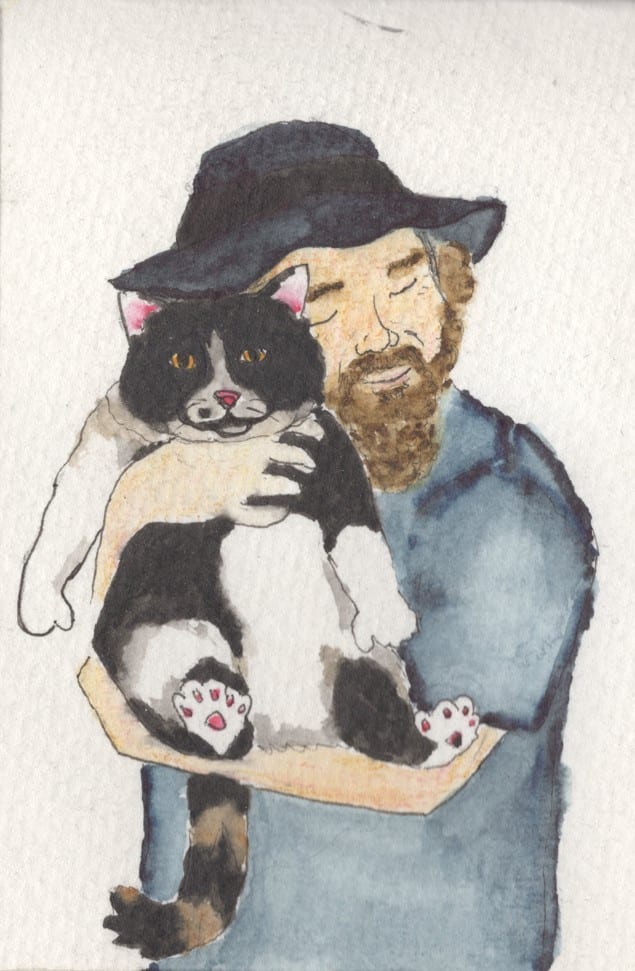 Cat, Cartoon, Gesture, Art, Hat, Carnivore, Painting, Headgear, Felidae