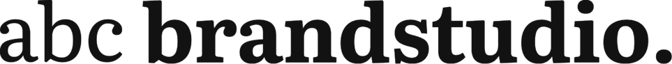 The words "abc brandstudio." in dark gray serif font on a black background.
