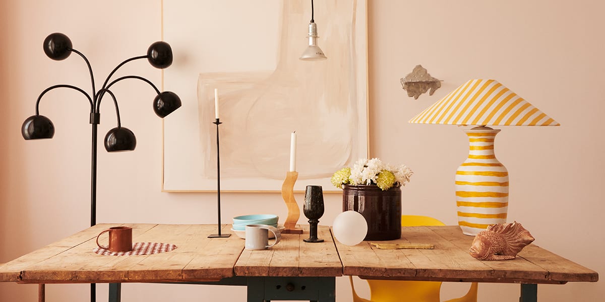 Interior design, Building, Wood, Table, Lighting, Lamp