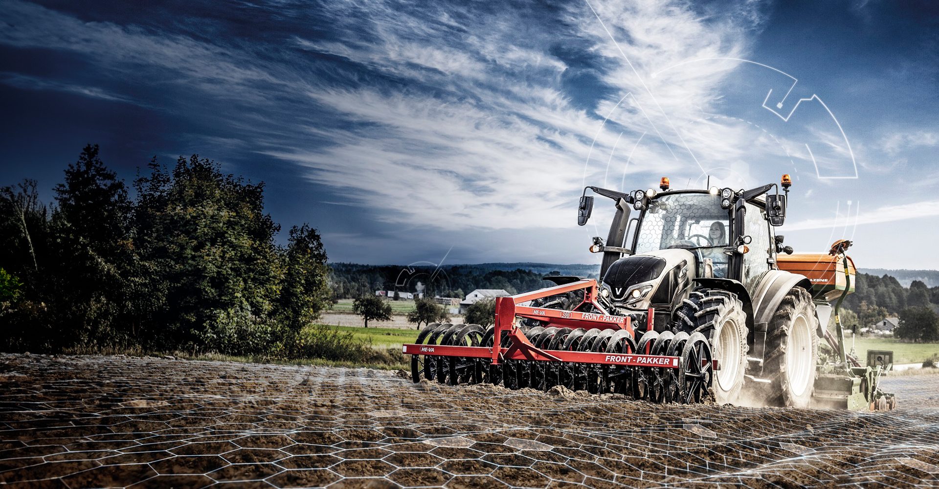 Automotive tire, Motor vehicle, Agricultural machinery, Wheel, Cloud, Sky, Tractor, Plant
