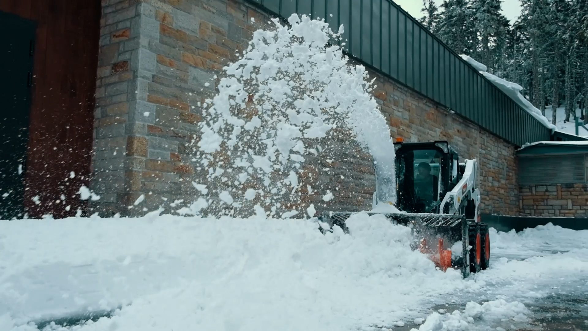 Automotive tire, Snow, Building, Vehicle, Wheel, Tree, Freezing, Plant, Twig