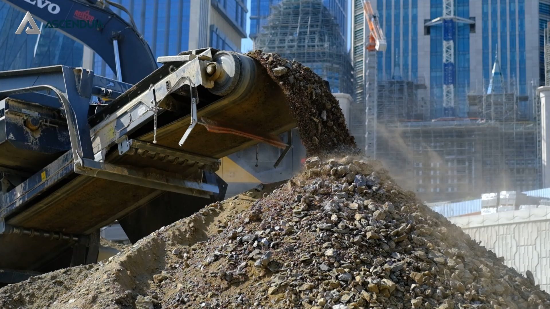 Automotive tire, Building, Vehicle, Skyscraper, Bulldozer