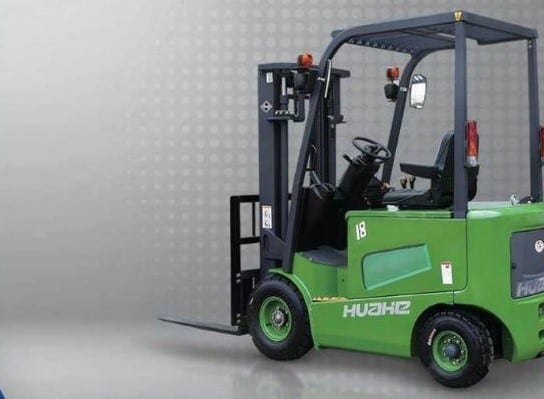 Forklift truck, Motor vehicle, Automotive tire, Wheel, Tread, Rolling