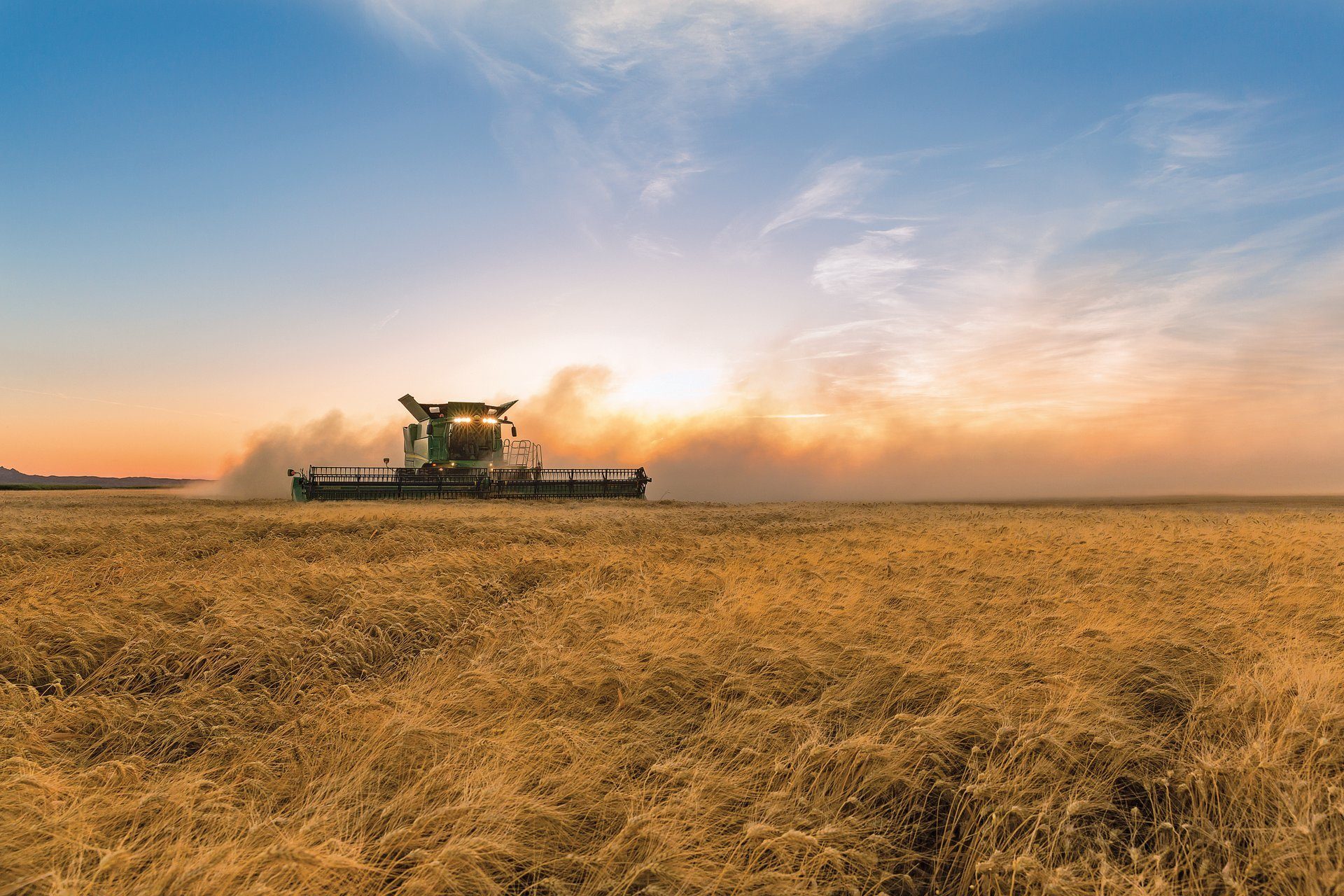 Natural landscape, Agricultural machinery, Cloud, Sky, Plant, Agriculture, Wheel, Harvester