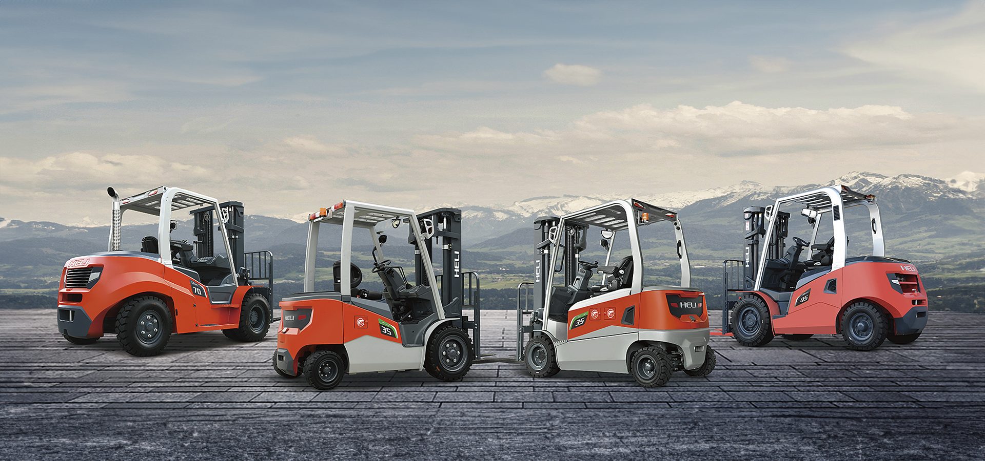 Forklift truck, Automotive tire, Motor vehicle, Wheel, Sky, Cloud, Tread