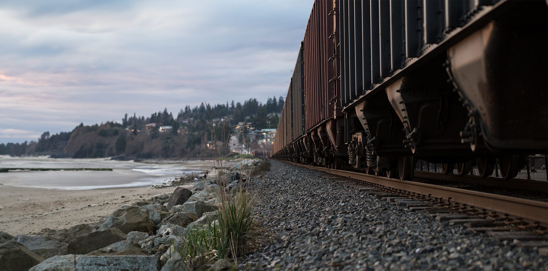 Rolling stock, Train, Sky, Cloud, Water, Track, Railway