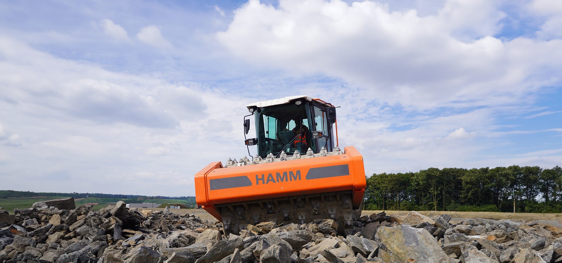 Cloud, Sky, Vehicle, Tree, Asphalt, Bulldozer