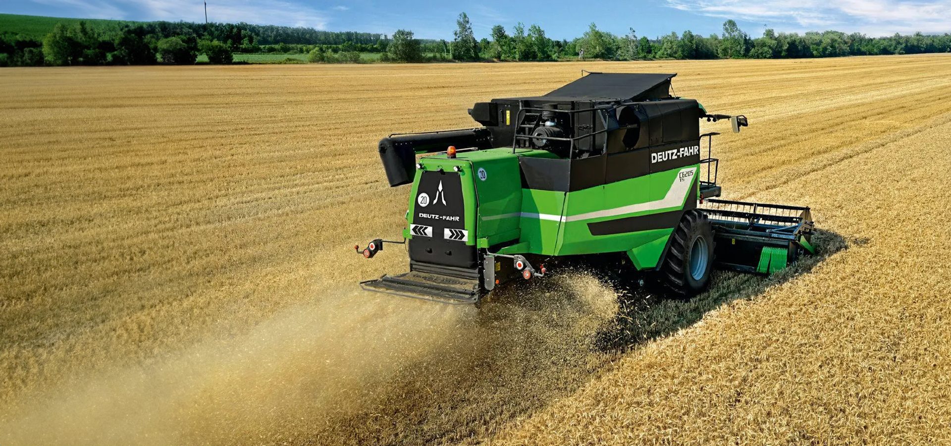 Motor vehicle, Automotive tire, Agricultural machinery, Harvester, Wheel, Tractor, Sky, Cloud