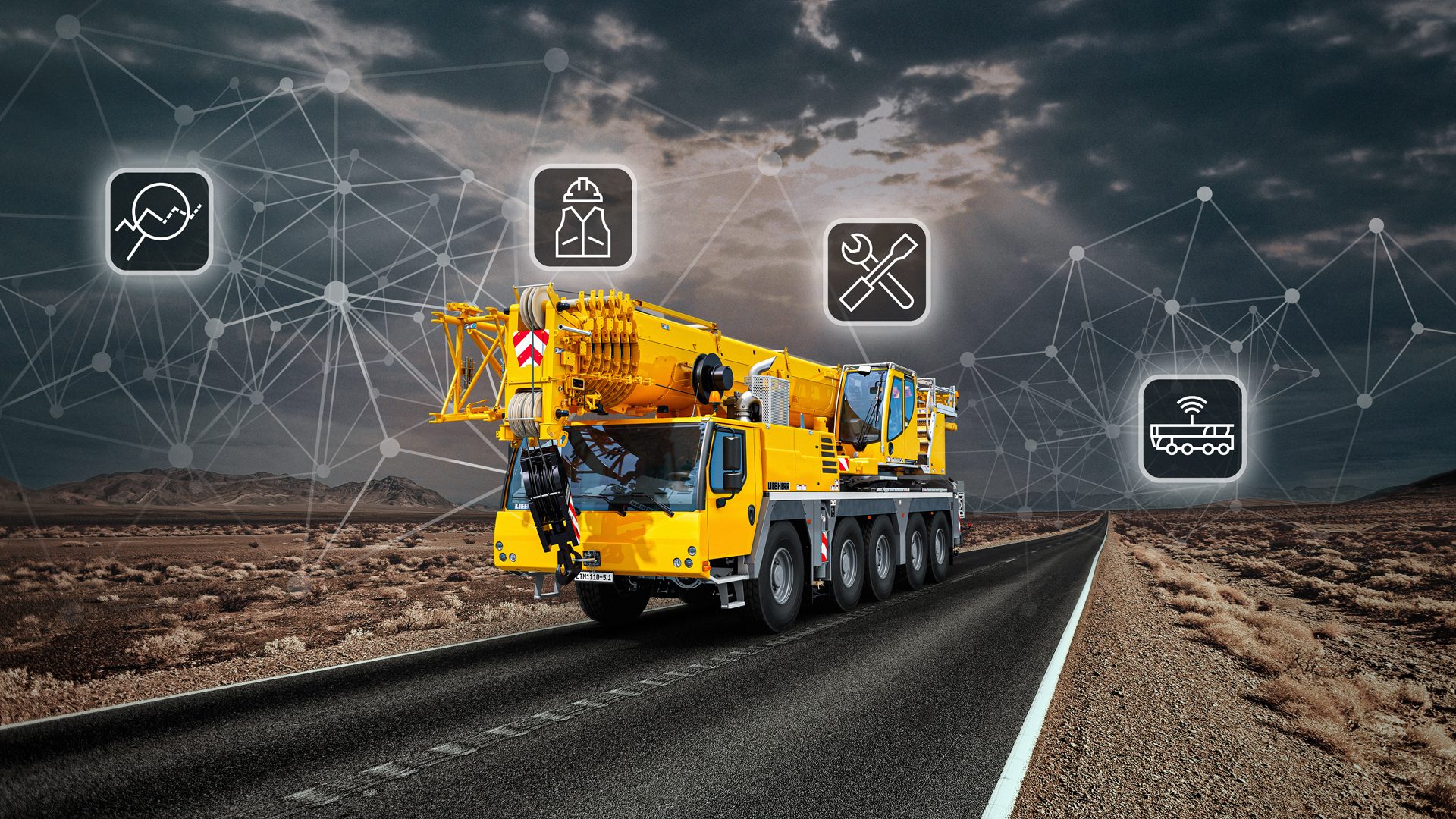 Automotive tire, Motor vehicle, Road surface, Wheel, Sky, Truck, Asphalt