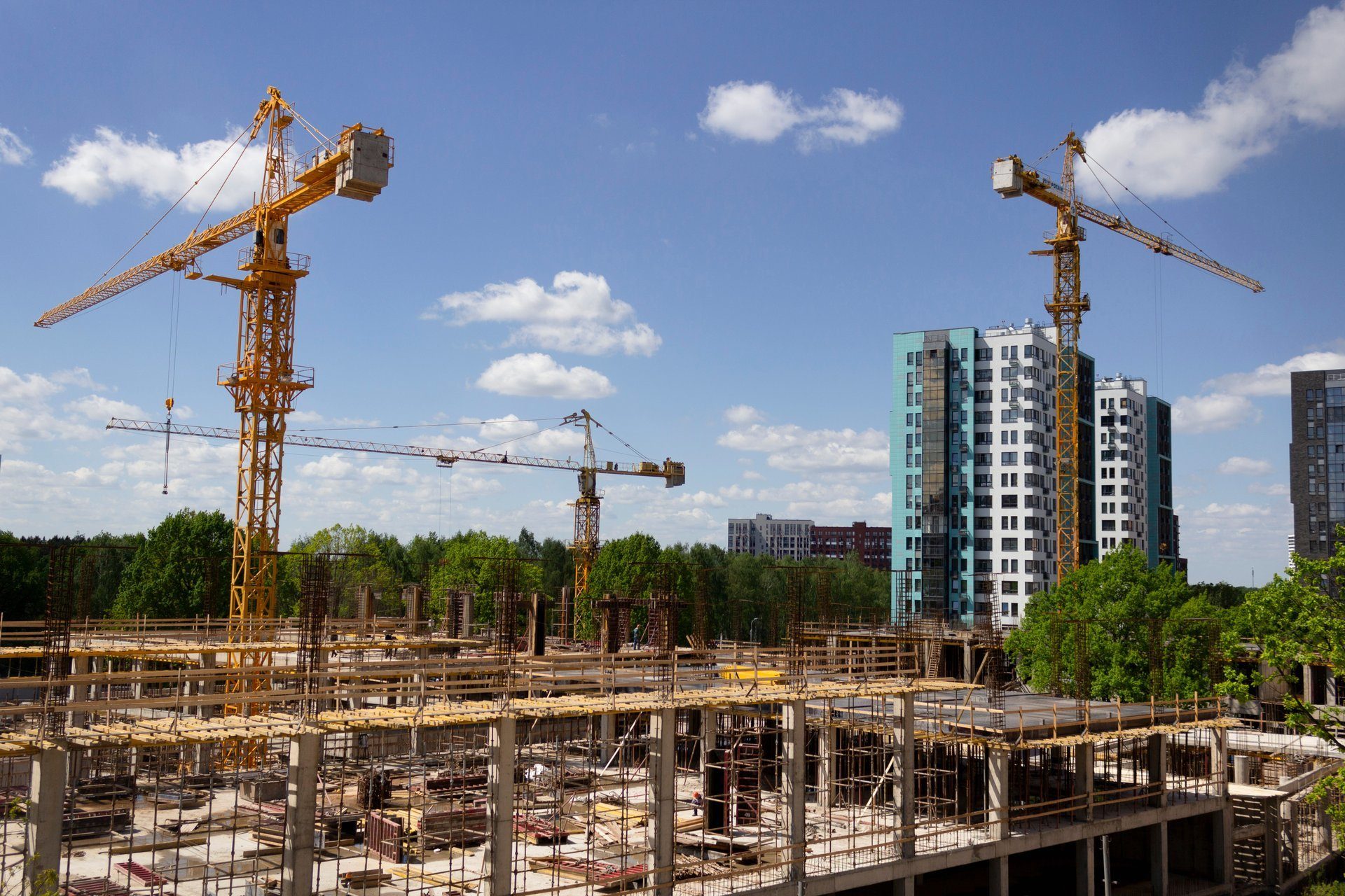 Urban design, Residential area, Cloud, Sky, Building, Infrastructure, Electricity, Tree, Condominium
