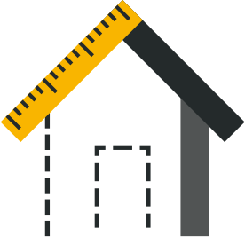 icon of a stylized house with a ruler as part of its roof