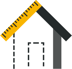 icon of a stylized house with a ruler as part of its roof