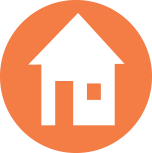 orange circle with a white house icon