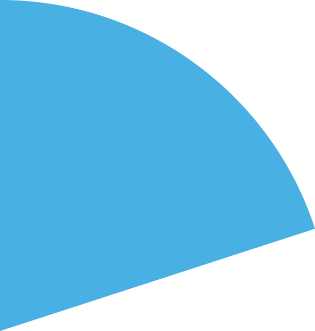 A turquoise blue pie chart shape