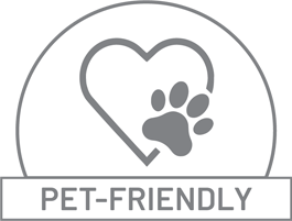 pet-friendly icon featuring a paw print over a heart