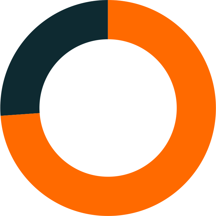 orange 74 percent donut graph