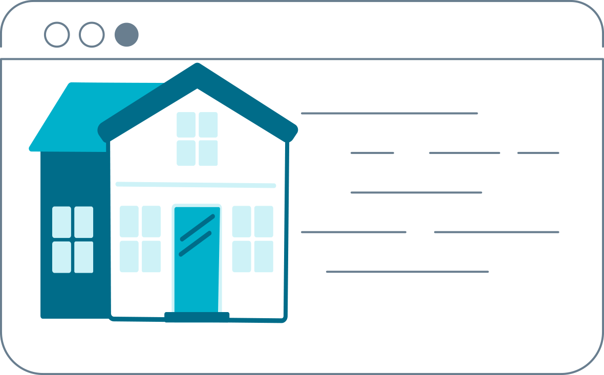 Illustration of a house on a webpage.