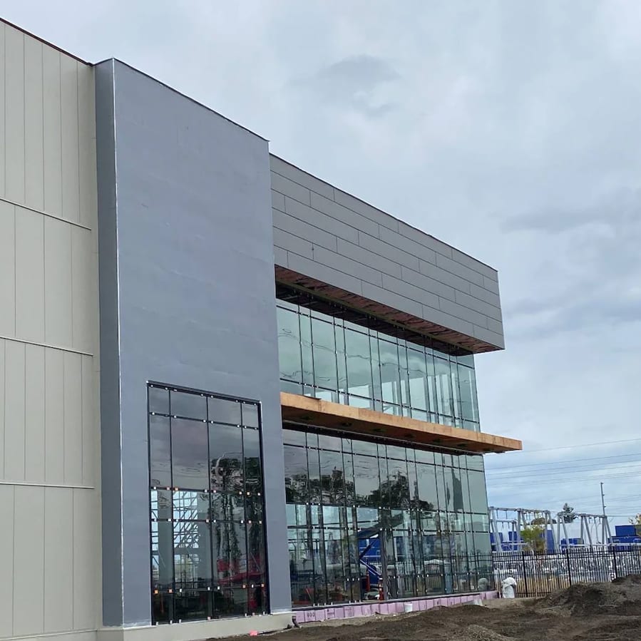 Modern commercial building construction.