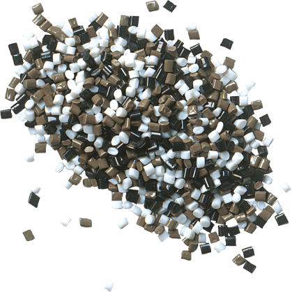 Small pile of loose carpet extrusion pellets