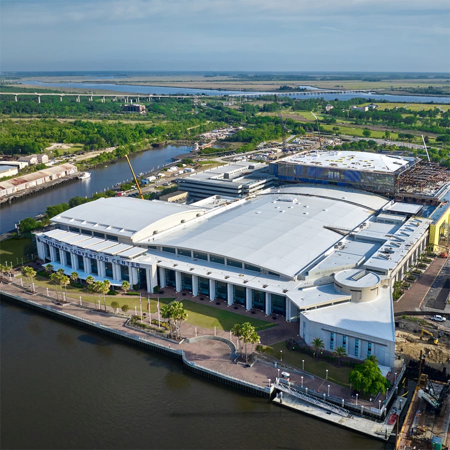 Aeriel photo of the Savannah Convention Center.