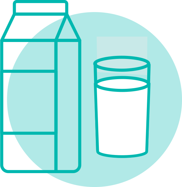 icon of a milk carton and a glass of milk
