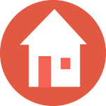 White house icon on an orange circle.