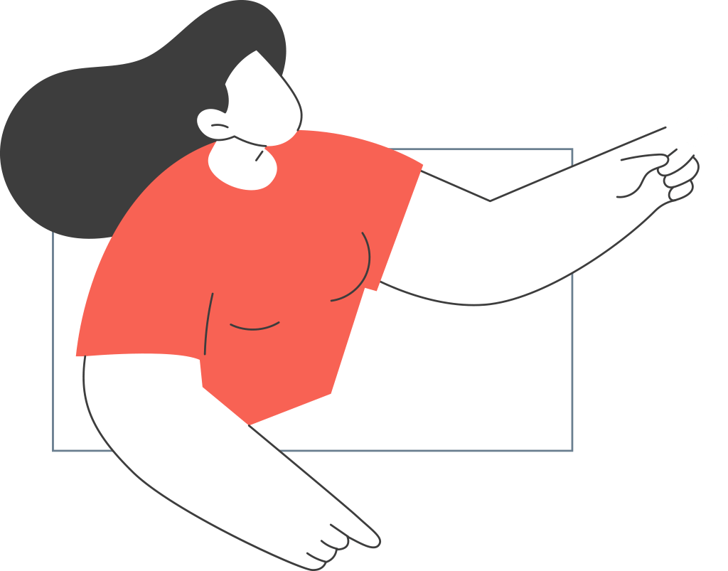 female customer pointing