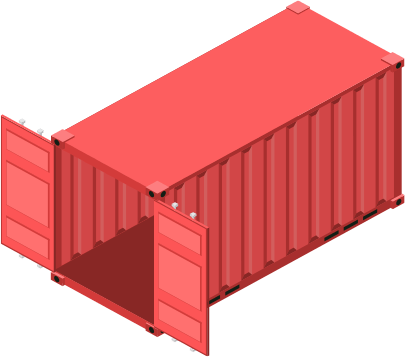 isometric view of an empty red shipping  container