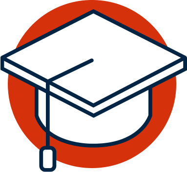 White graduation cap icon.