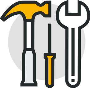 icon of a hammer, screwdriver and wrench