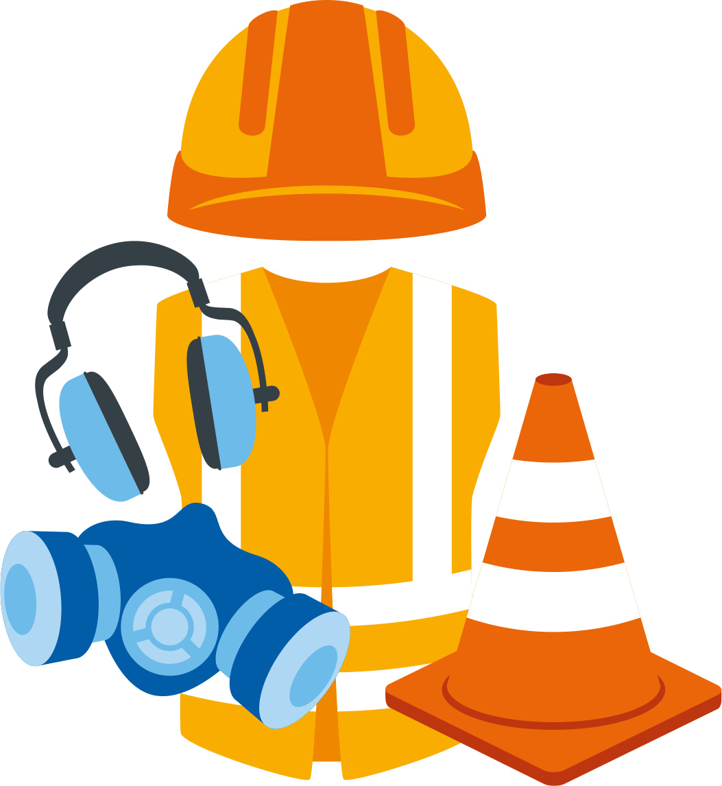 Illustration of construction safety gear.
